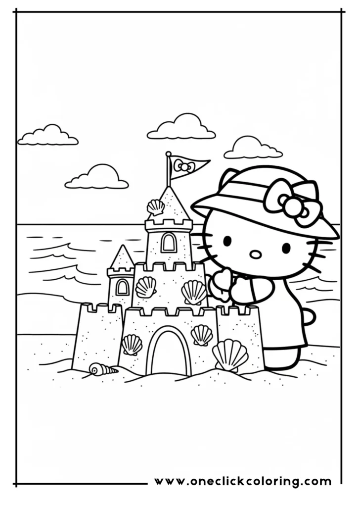 Hello Kitty Building a Sandcastle