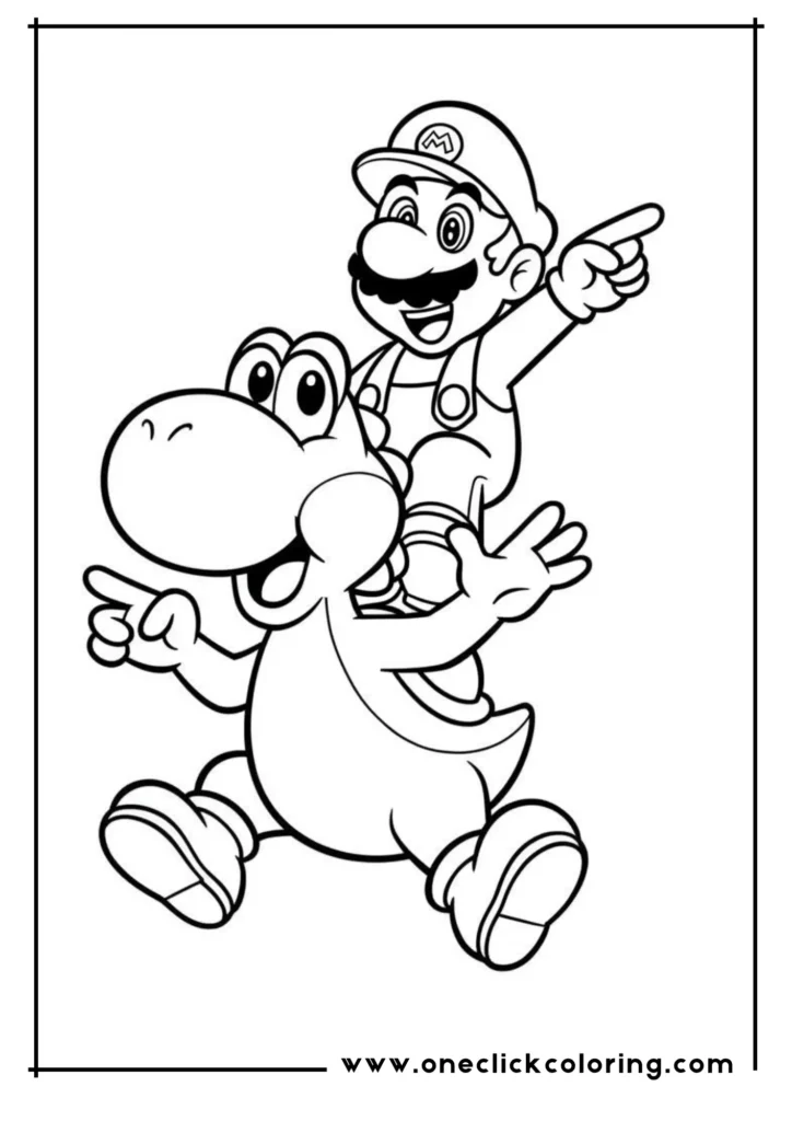 Mario Riding Joyfully on Yoshi